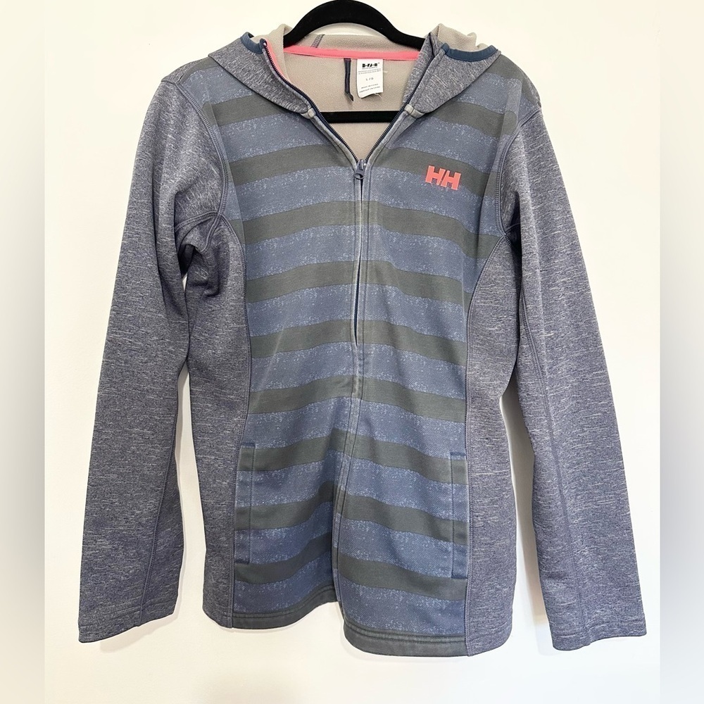 Helly Hansen Women’s Graphic Fleece Hoodie size large blue outdoors